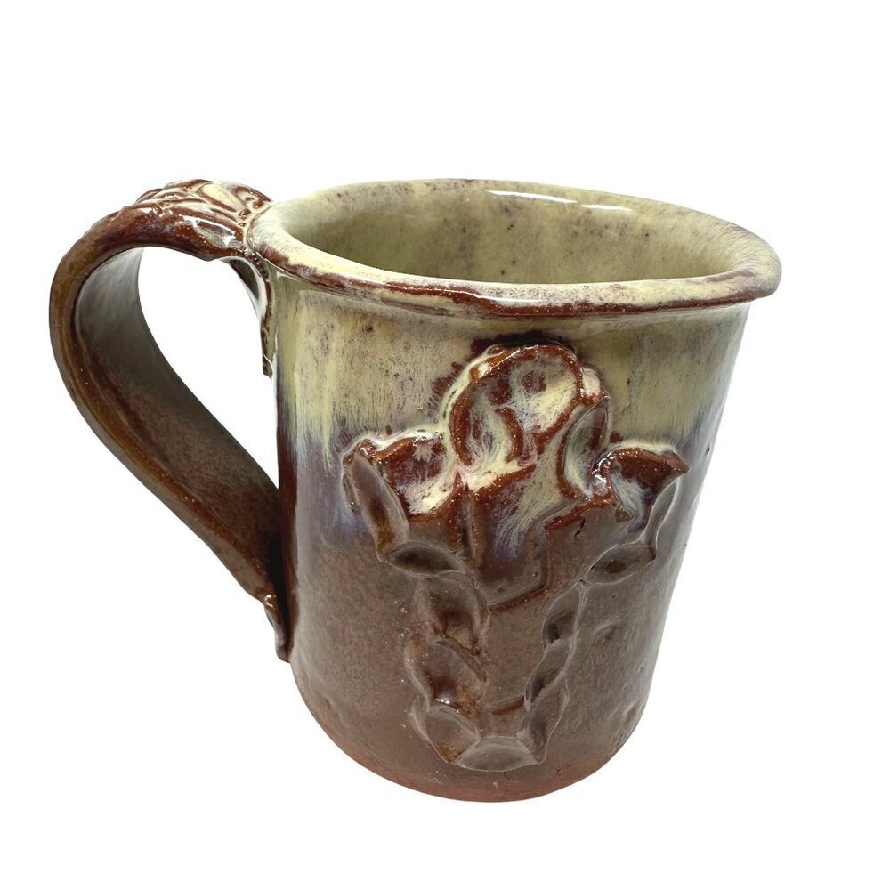 Spirit Song Studio Mug Redware Drip Glaze Cross Earthenware Mississippi 12 oz